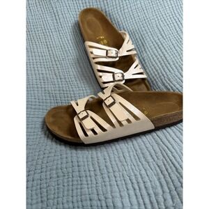 Birkenstock Granada Metallic Beige Leather Sandals Sz 40/9-9.5 US EUC